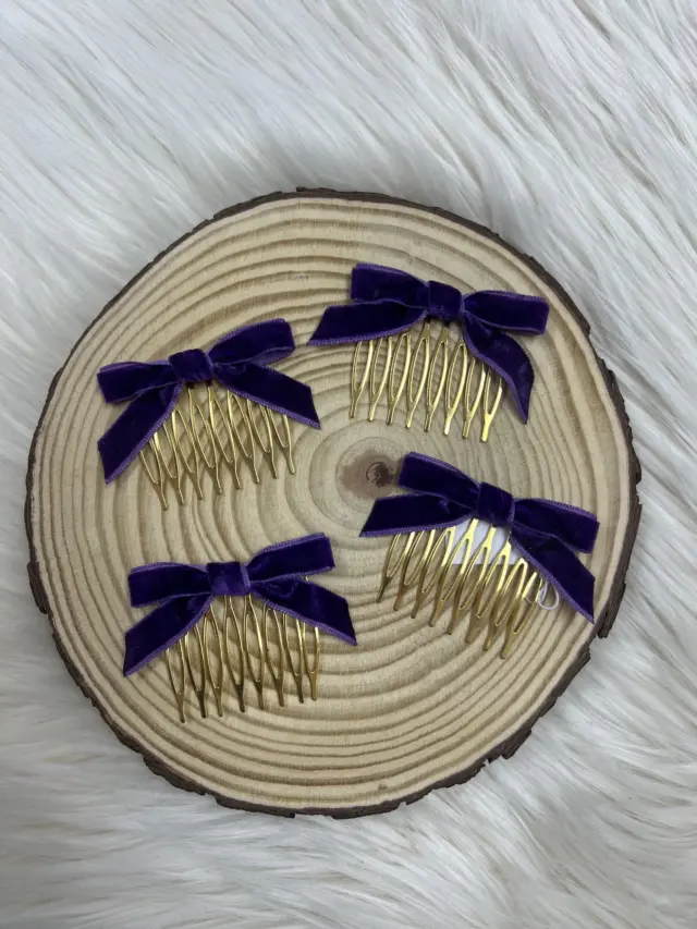 Peinecillo Lazo Terciopelo Morado
