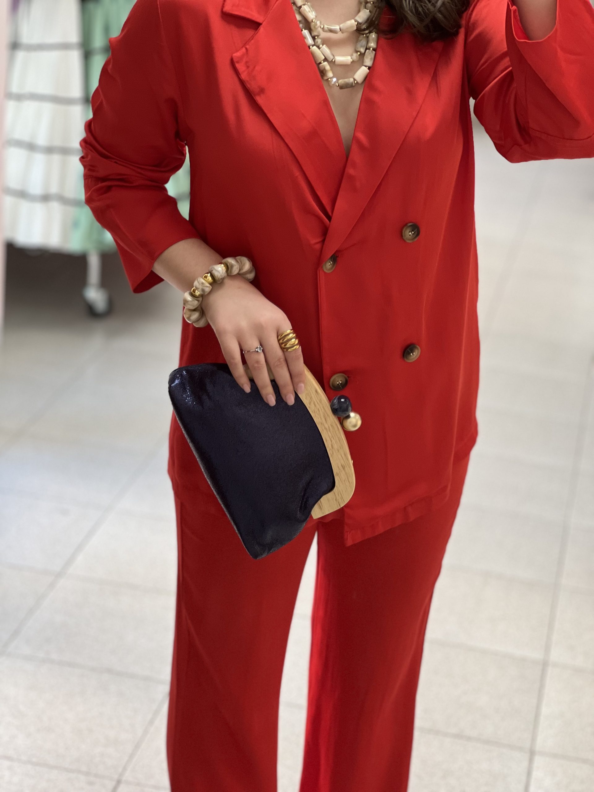 Traje Chaqueta Satén Rojizo - Imagen 3