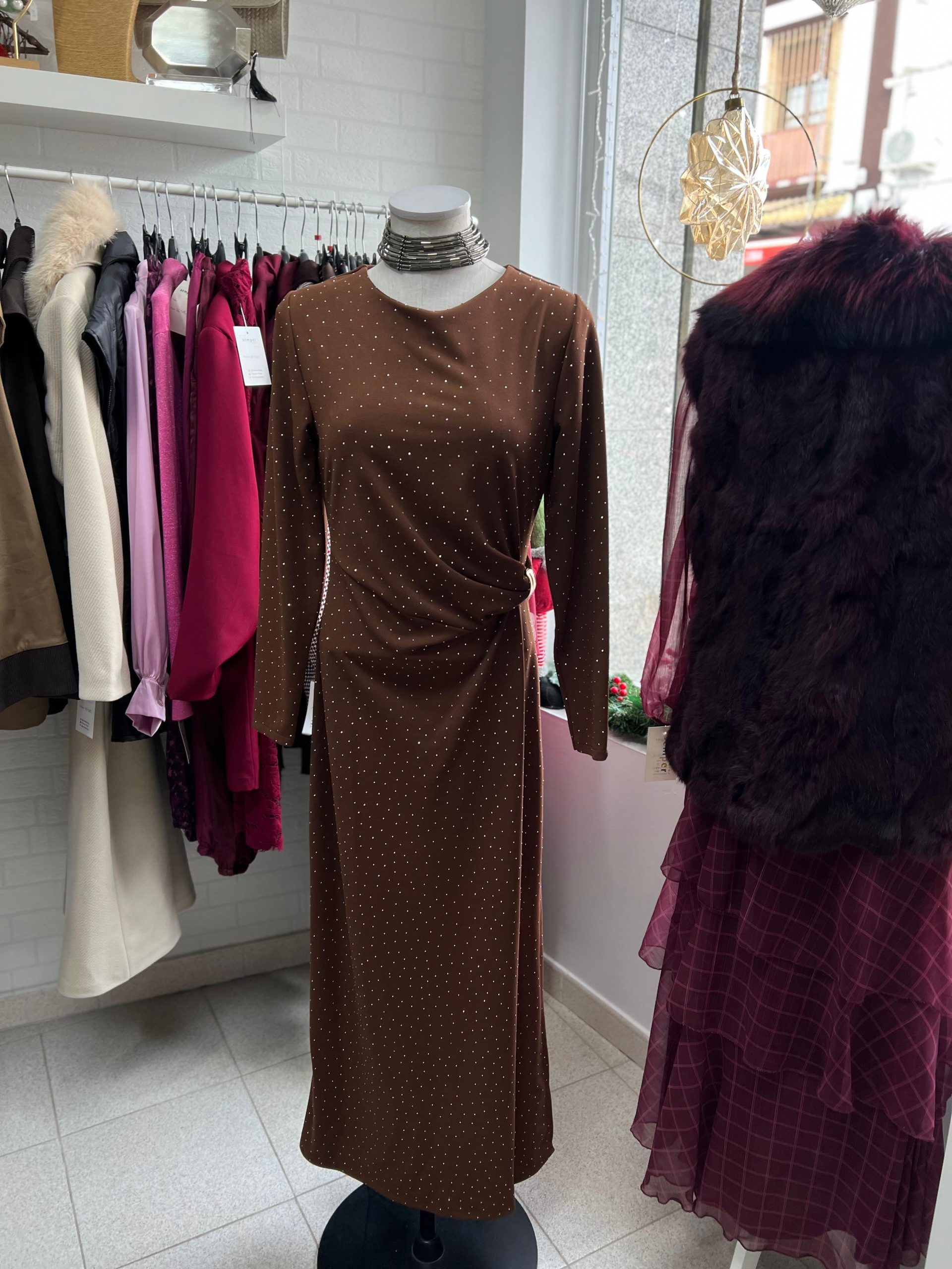 Vestido Marrón Brilli