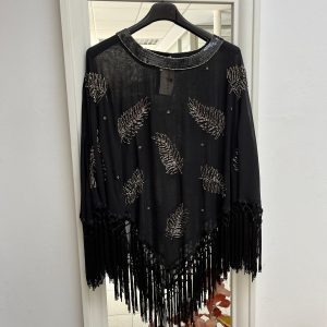"Poncho" Brilli Flecos Negro/Plateado